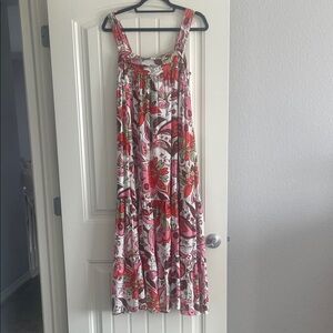 fab'rik Pink and Red Floral Maxi Dress